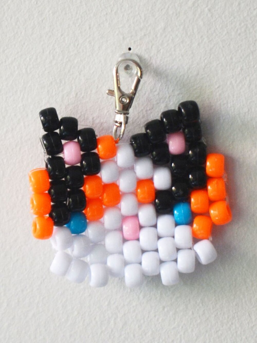 🧡 Ponybead Calico Cat Head Keychain